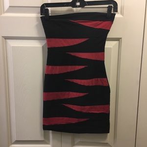 Black & Red TIGHT strapless mini dress